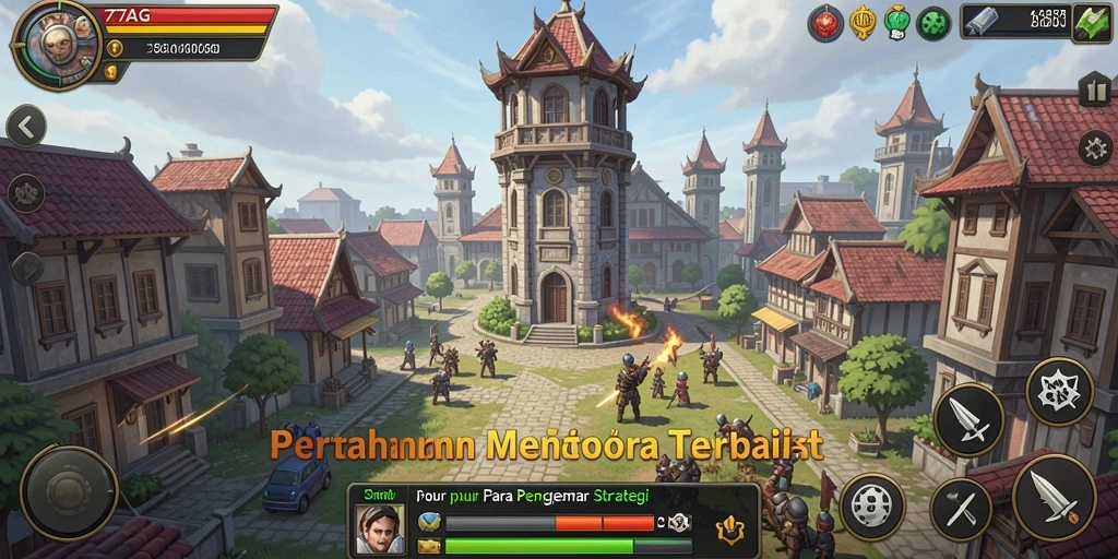 Tampilan gameplay menakjubkan dari 77AG yang penuh strategi Tower Defense.