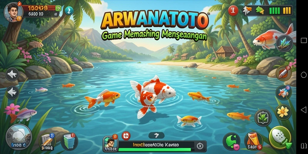 Screenshot menarik dari gameplay ARWANATOTO yang menunjukkan teknik memancing.