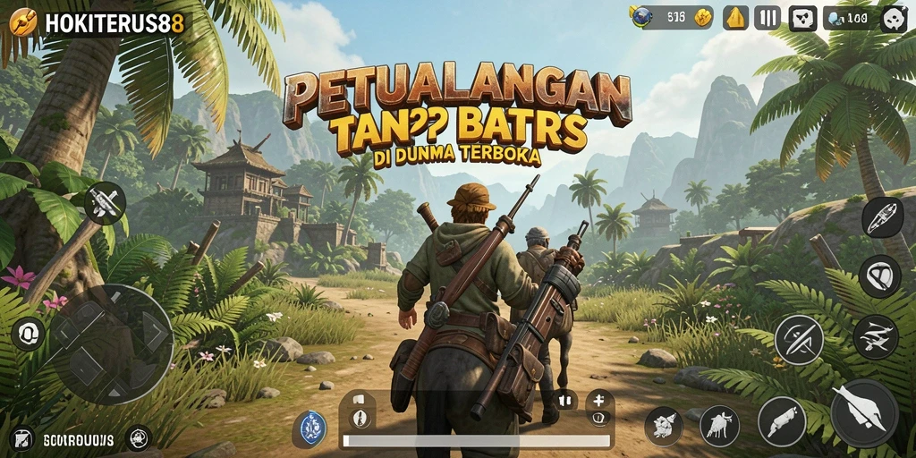 Screenshot gameplay HOKITERUS88 yang menunjukkan dunia terbuka yang luas dan indah.