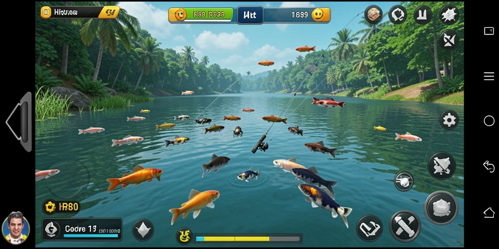 Tampilan gameplay HR89 yang menarik saat memancing.
