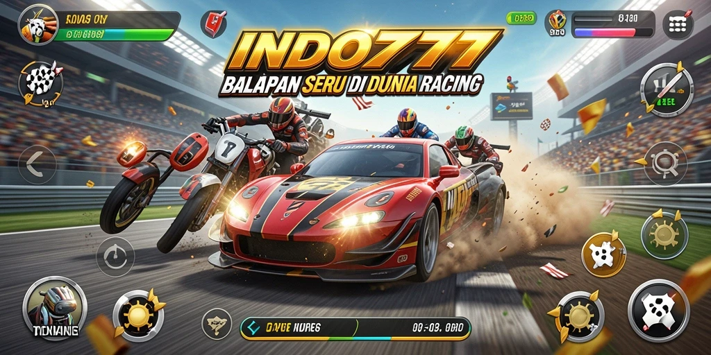 Screenshot gameplay INDO777 menampilkan aksi balapan yang mendebarkan.