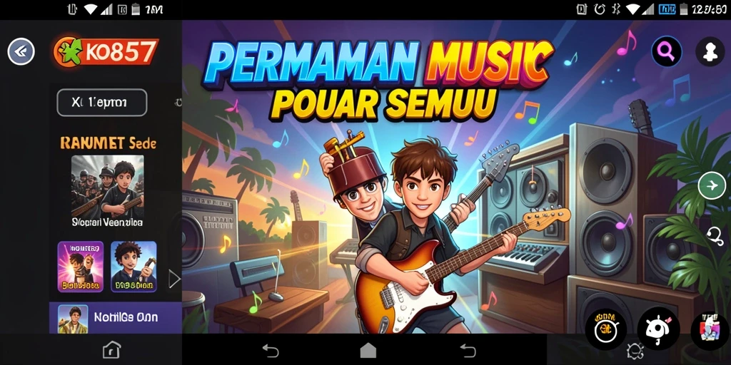 Screenshot KO857 menampilkan gameplay musik yang mendebarkan dan interaktif.