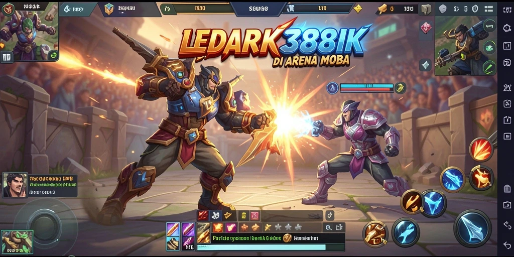 Gameplay seru dalam LEDAK388 dengan karakter unik dan pertarungan strategi.