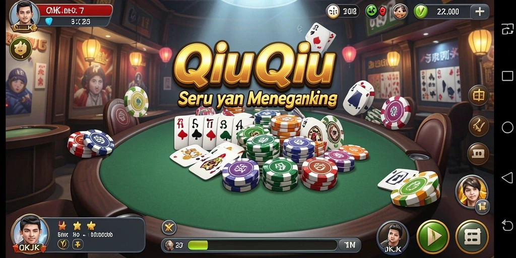 Tampilan gameplay seru dalam pertandingan QiuQiu di OKJK.