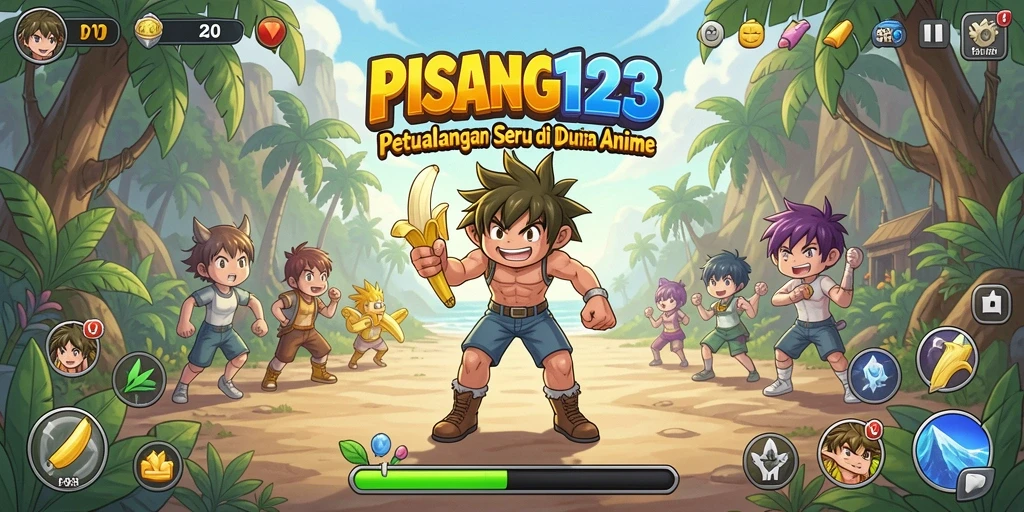 Gameplay seru dan penuh warna di PISANG123 menunjukkan aksi karakter Anime.