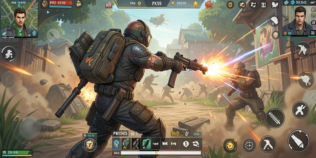 Screenshot gameplay PK95 yang menunjukkan keseruan pertarungan Battle Royale.