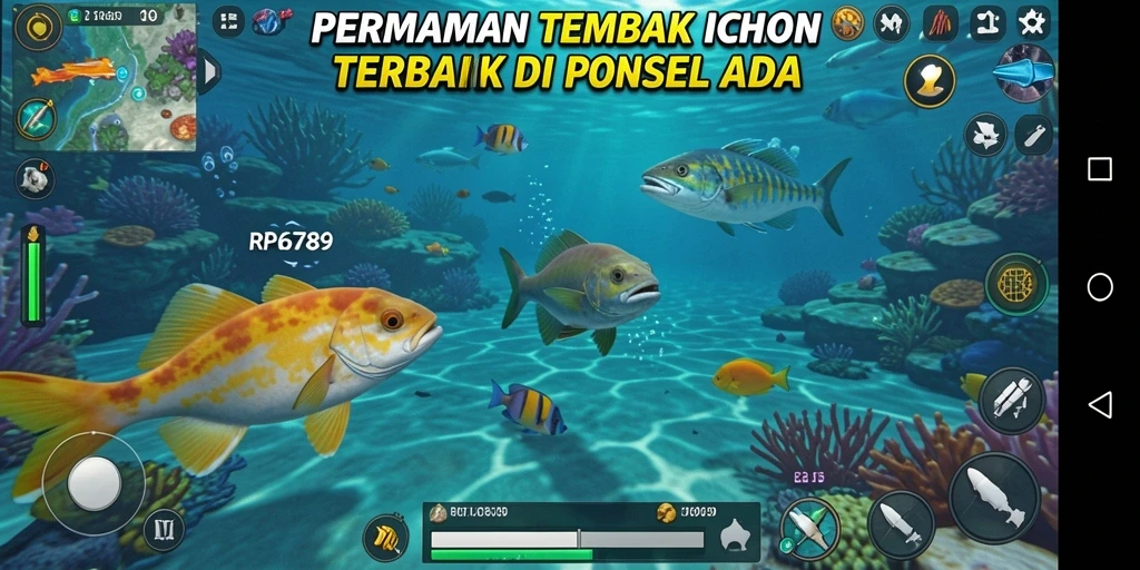 Tampilan gameplay seru dari RP6789 dengan aksi menembak ikan.