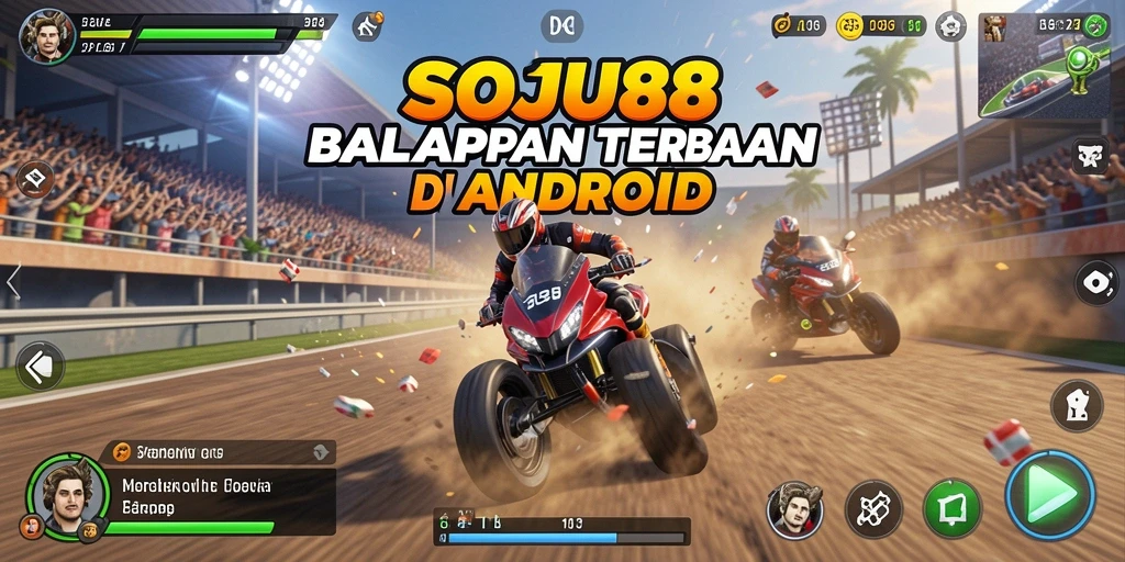 Screenshot gameplay <strong>SOJU88</strong> yang menampilkan aksi balapan mendebarkan.