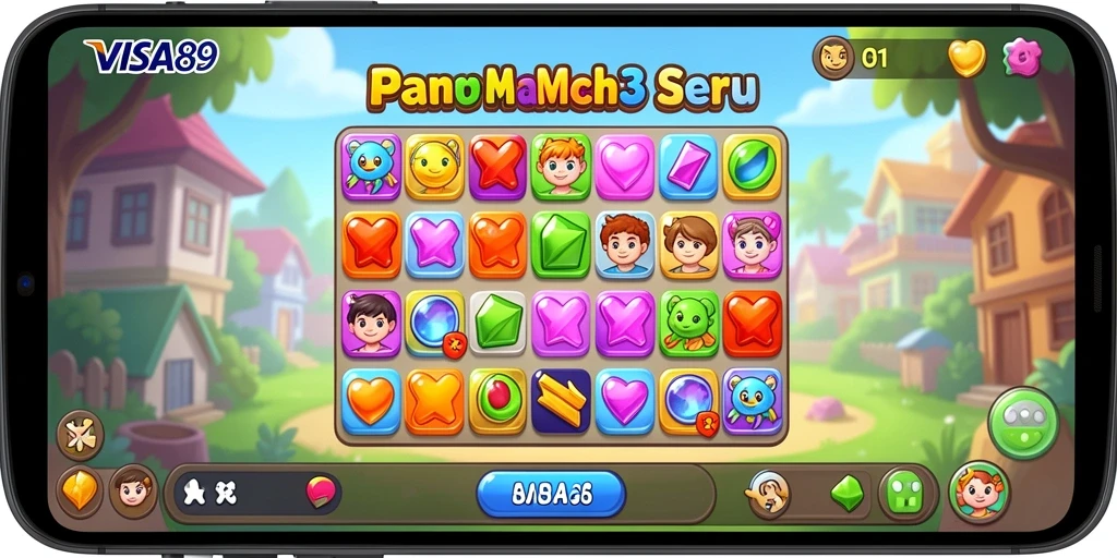 Tampilan gameplay menarik dari game Match-3 VISA89.