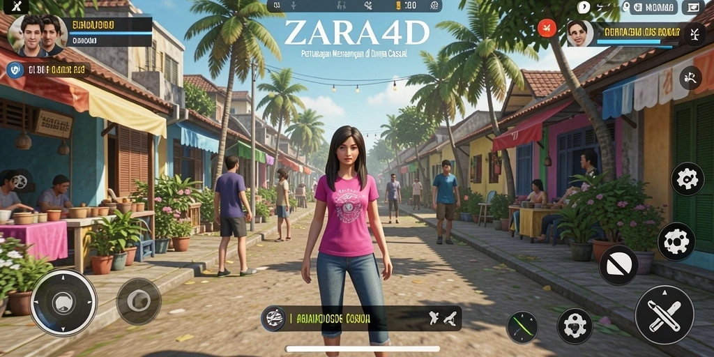 Tampilan utama ZARA4D menampilkan karakter dan lingkungan gameplay yang menarik.